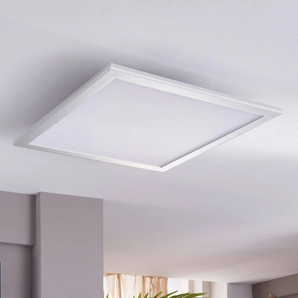 Pannello LED Lindby Livel, set di 2, 4.000 K, 40 x 40 cm, argento