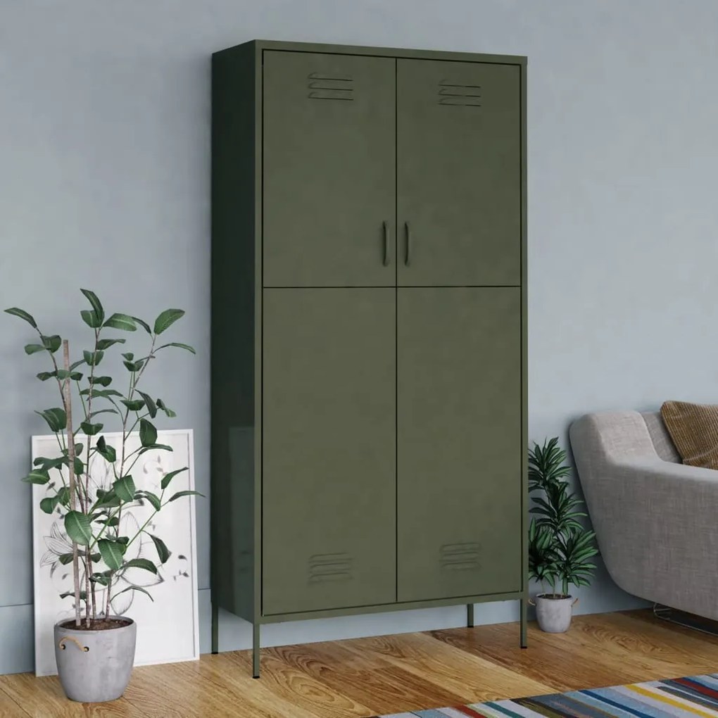 Armadio Verde Oliva 90x50x180 Cm İn Acciaio /