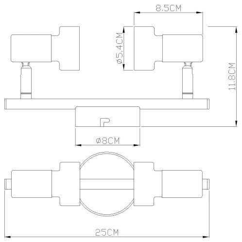 Globo 57917-2G - Faretto MASON 2xGU10/25W/230V nero/oro