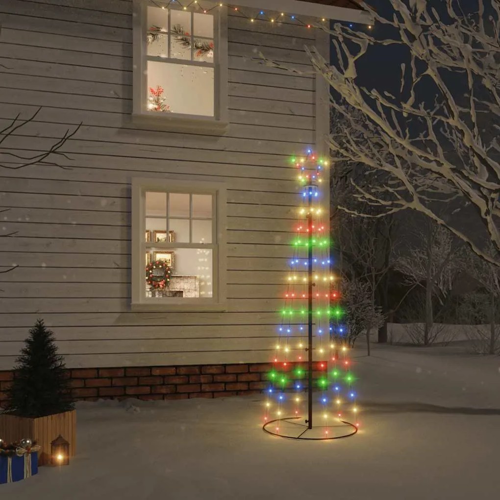 Albero Di Natale A Cono Colorato 108 Led 70x180 Cm /