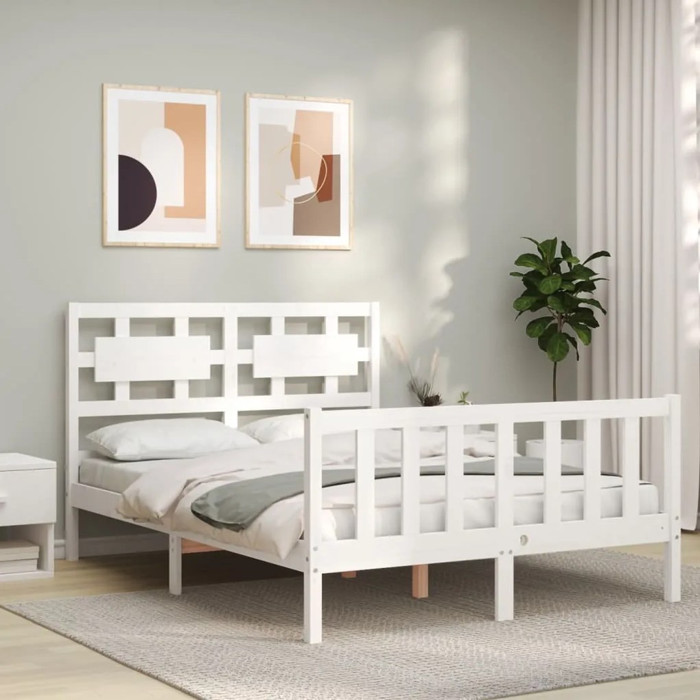 Giroletto Con Testiera Bianco Small Double Legno Massello /