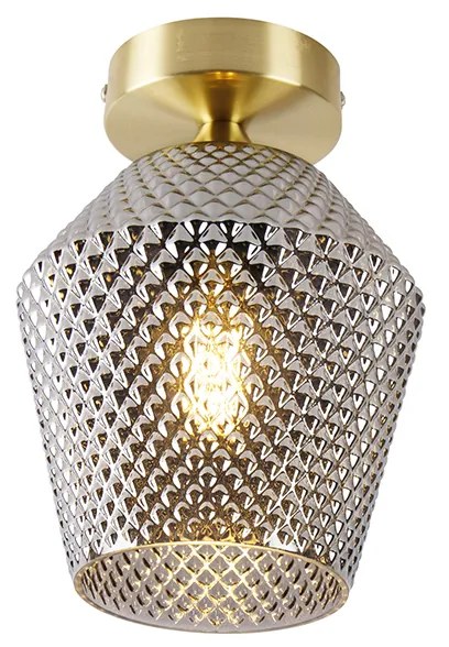 Lampada da soffitto intelligente in ottone con vetro fumé incl. Wi-Fi A60 - Karce