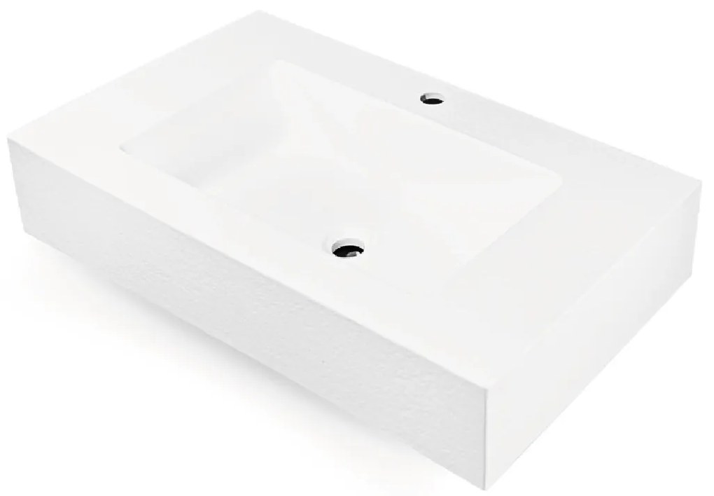 Lavabo Sospeso 60x46 Cm Lullaby "Gaia" Effetto Asfalto Bianco Opaco