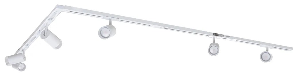 Sistema di illuminazione a binario moderno con 5 faretti bianchi monofase - Iconic Jeana