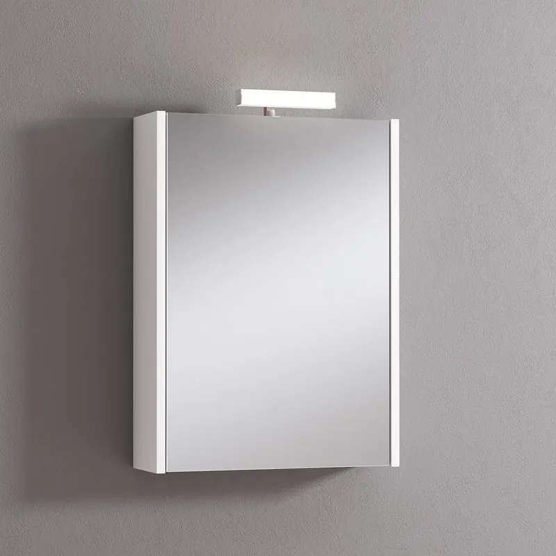 Pensile con luce Akira laccato bianco opaco L 51.5 x H 70 x P 15.5 cm
