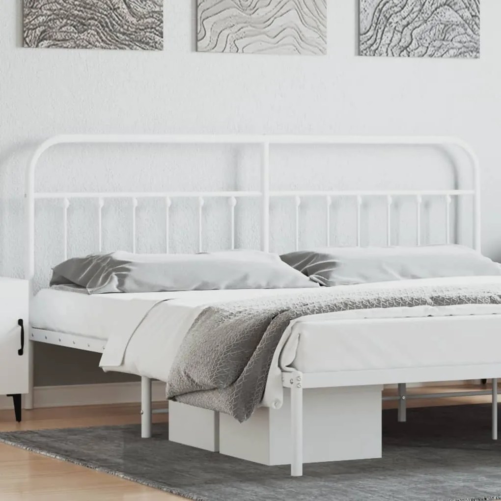 Testiera İn Metallo Bianco 193 Cm /