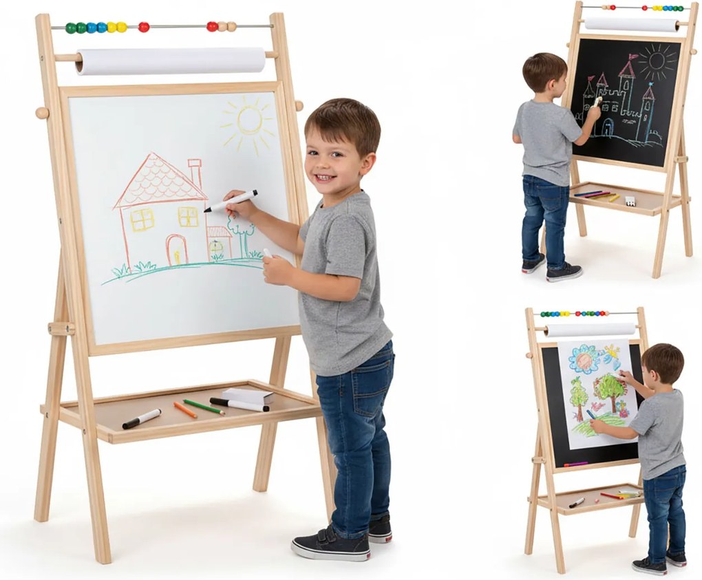 Lavagna 3 in 1 per Bimbi in Legno 75 cm Creativity...