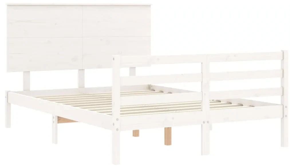 Giroletto con testiera bianco 140x190 cm in legno massello