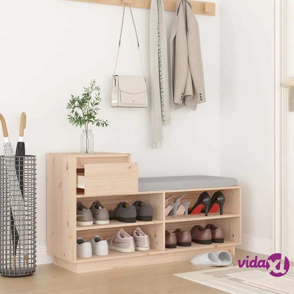 vidaXL Scarpiera 110x34x61 cm in Legno Massello di Pino