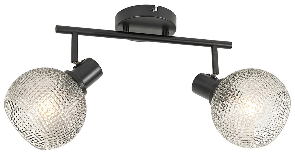 Faretto di design nero con vetro fumé 2 luci - Chico