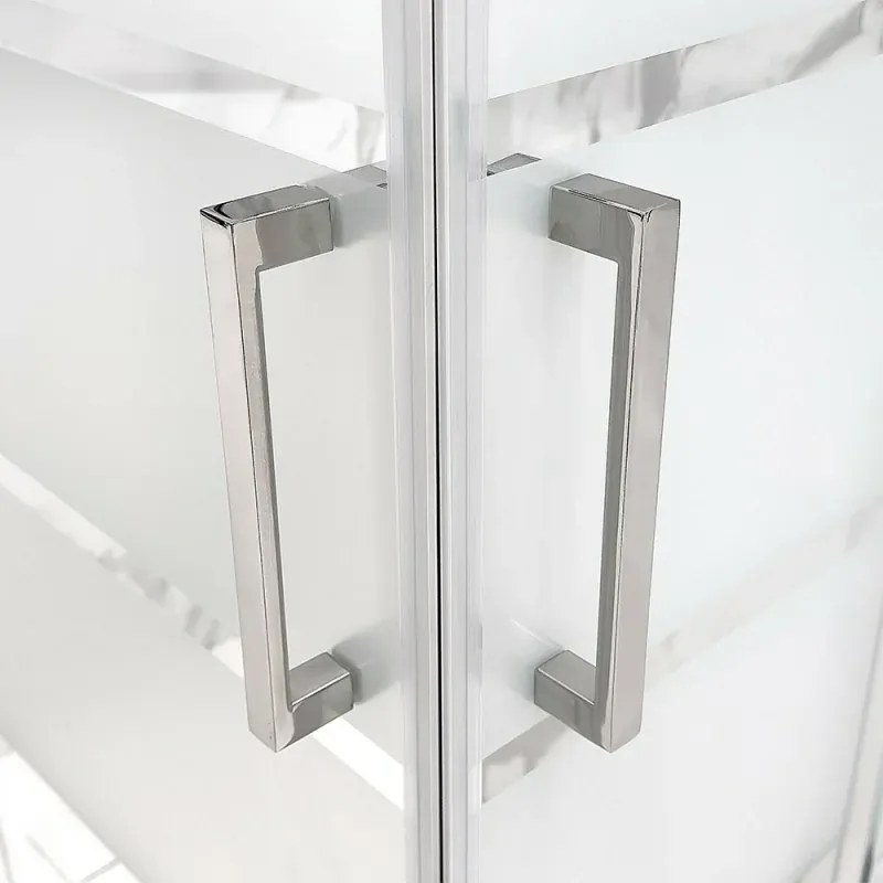 Box doccia tre lati 80x80x80 cm con doppio scorrevole serigrafato H 200 cm - Ted