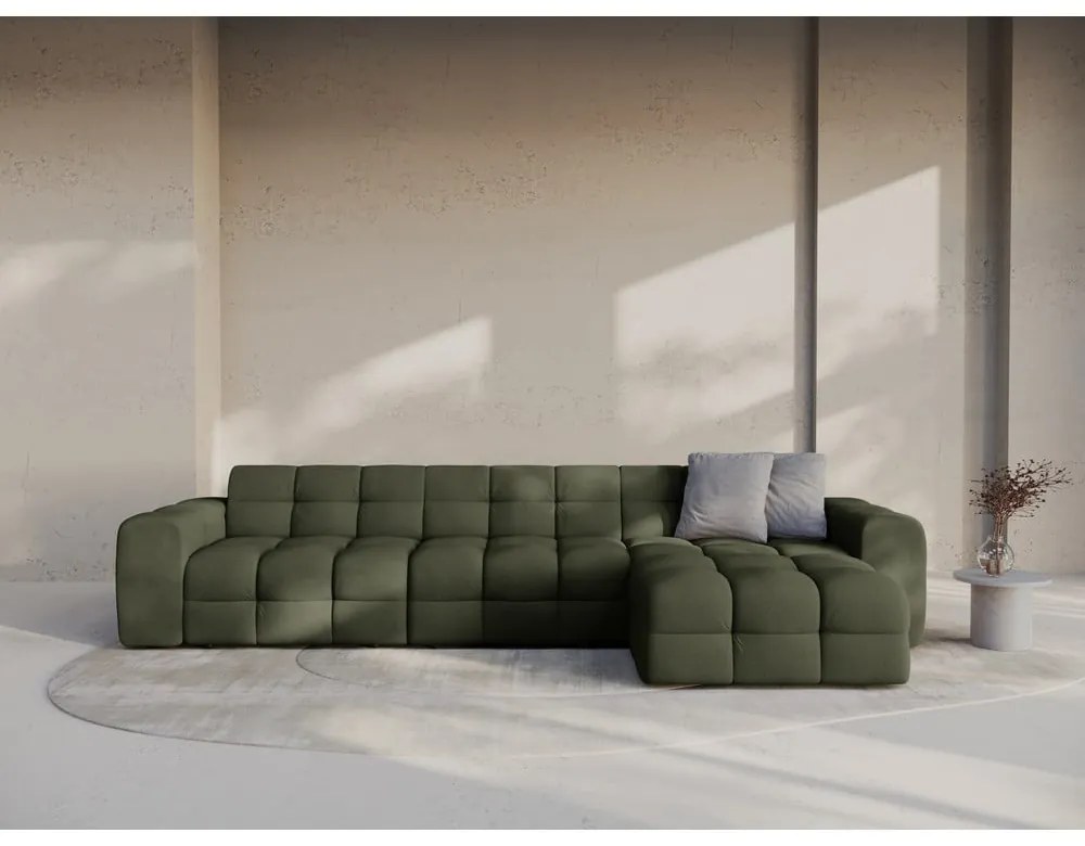 Divano angolare verde (con penisola a destra/con chaise lounge) Kendal – Micadoni