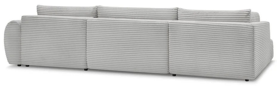 Divano angolare in grigio chiaro allungabile (con penisola a destra/a forma di "U") con rivestimento in velluto a coste Lucien – Bobochic Paris
