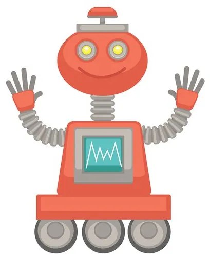 Quadro su tela – Con motivo di robot in rosso