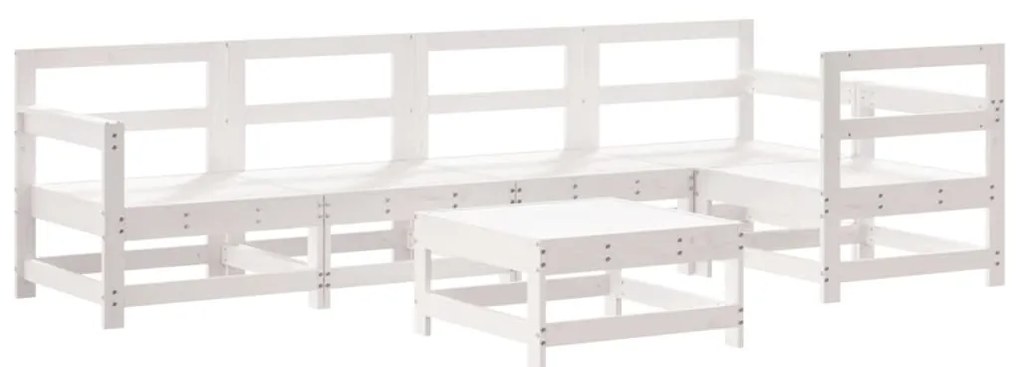 Set divani da giardino 6pz con cuscini in legno massello bianco