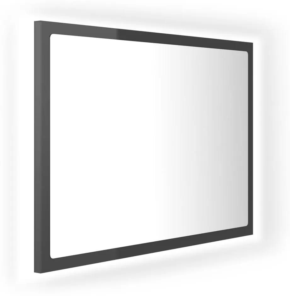 Specchio da bagno led grigio lucido 60x8,5x37 cm in acrilico