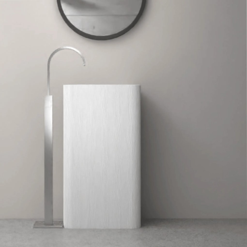 Lavabo Freestanding Con Scarico a Parete 50x35 Cm Lullaby "Hender" Cannettato Bianco Opaco