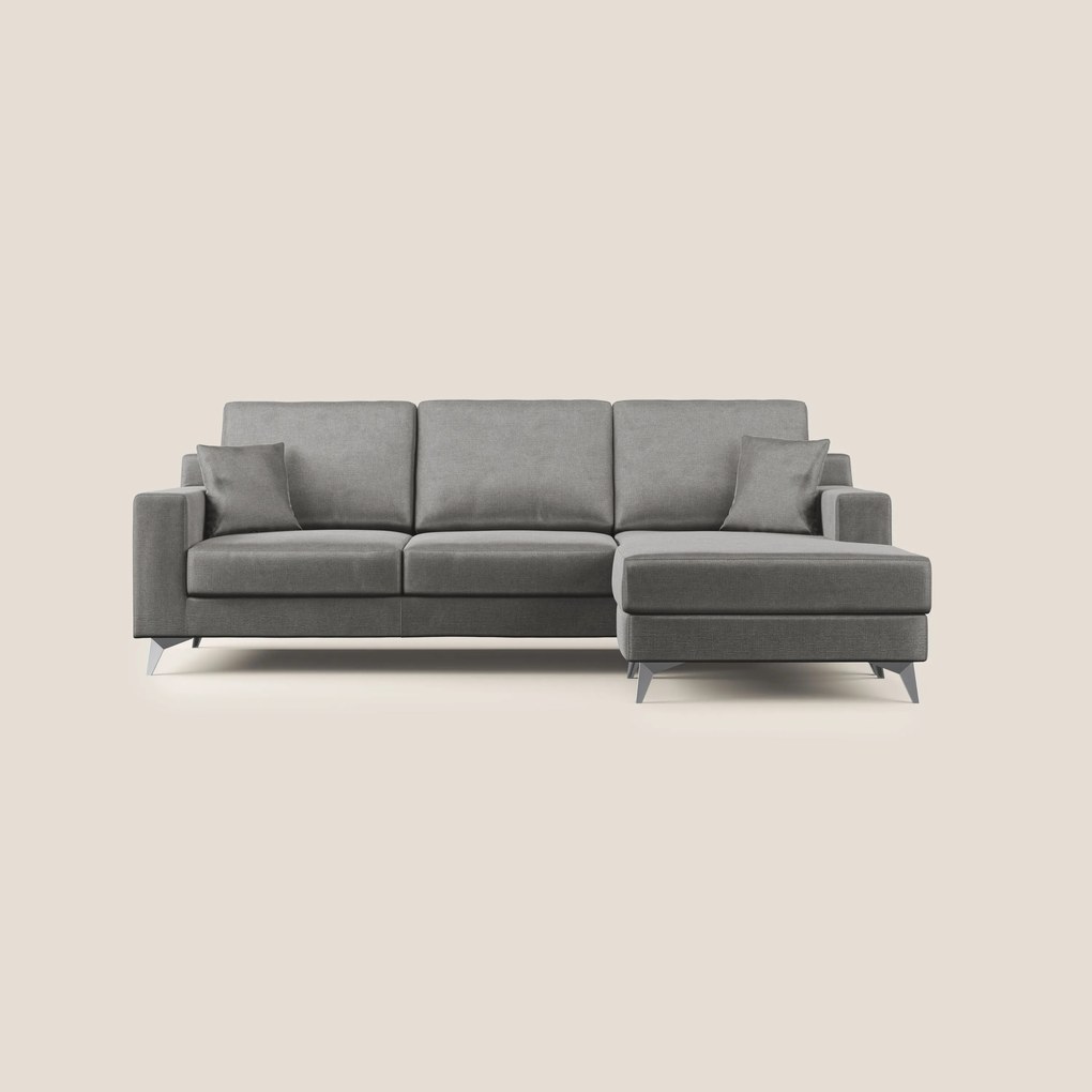 Michael divano moderno angolare con penisola in morbido velluto impermeabile T01 grigio