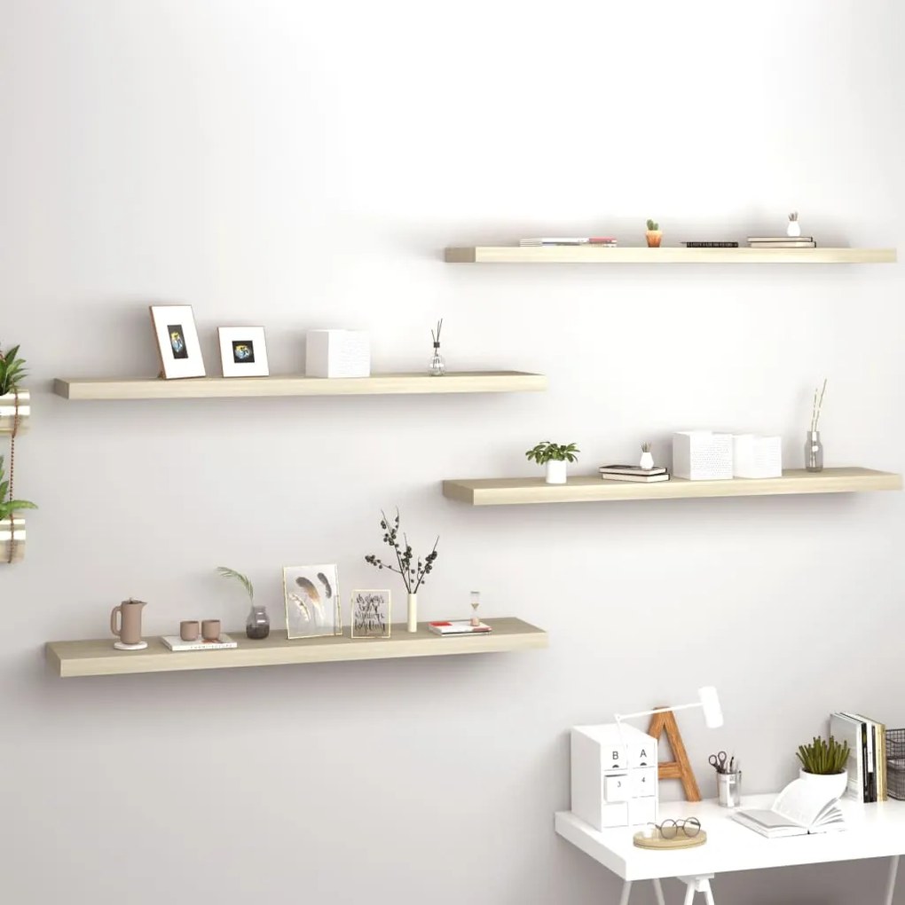Scaffali A Parete 4 Pz Rovere 120x23,5x3,8 Cm İn Mdf /