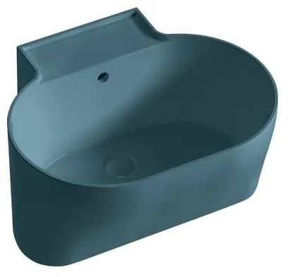Lavabo da appoggio Tina COLAVENE ovale in ceramica L 60 x H 35 x P 50 cm petrolio opaco piletta non inclusa