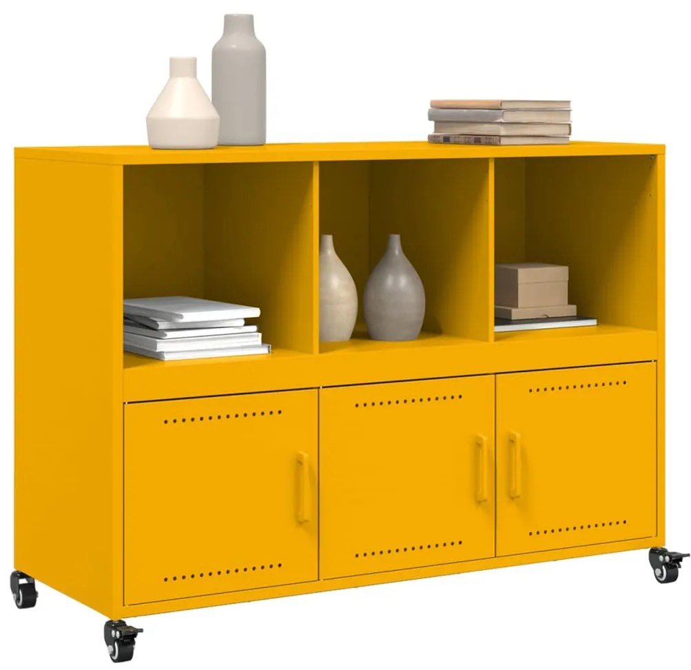 Credenza giallo senape 100,5x39x72 cm acciaio laminato a freddo