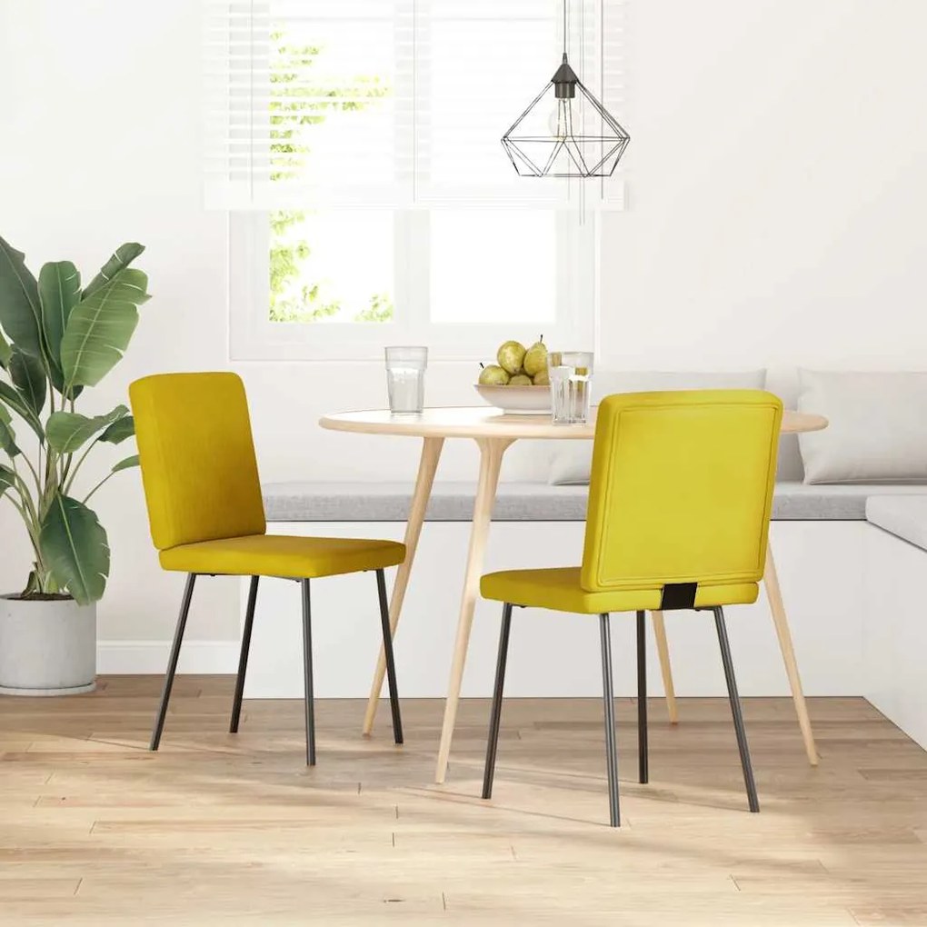 Sedie Da Pranzo 2 Pz Gialle İn Velluto /