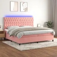 Letto a Molle con Materasso e LED Rosa 200x200 cm in Velluto 3136328