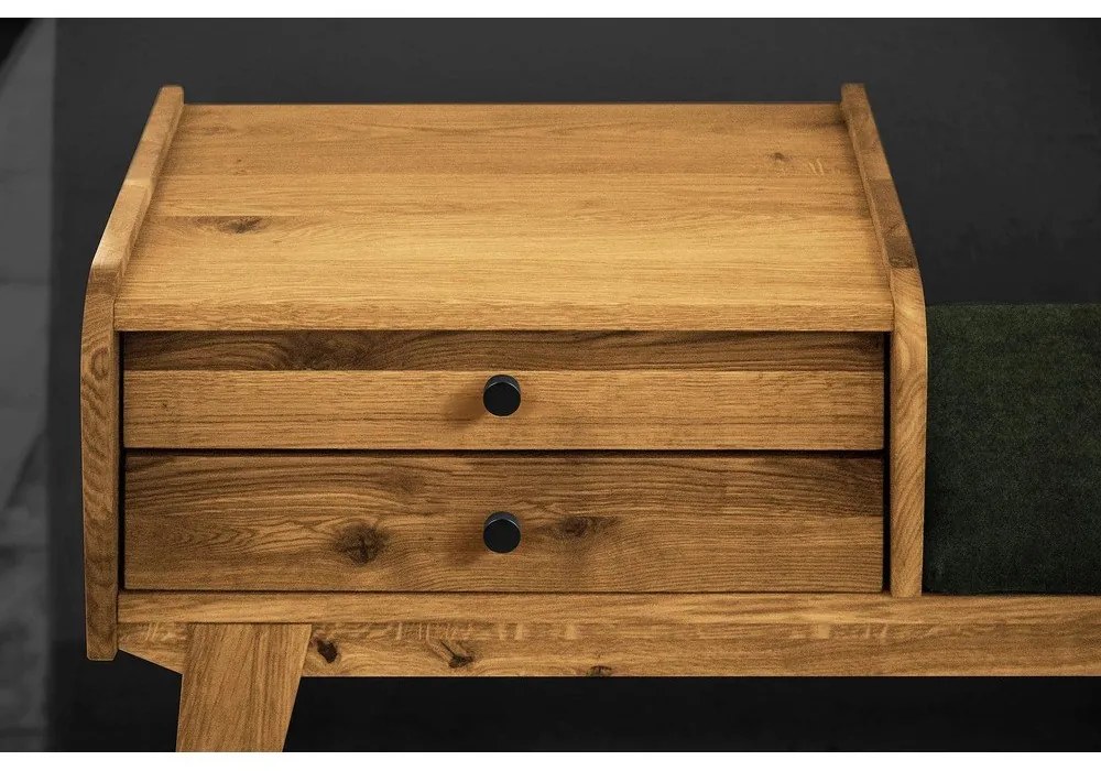 Panca in rovere con cassetti con seduta verde Retro - The Beds