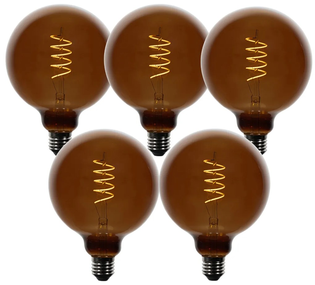 Set di 5 lampadine LED E27 dimmerabili G125 marroni 4W 120 lm 1800K