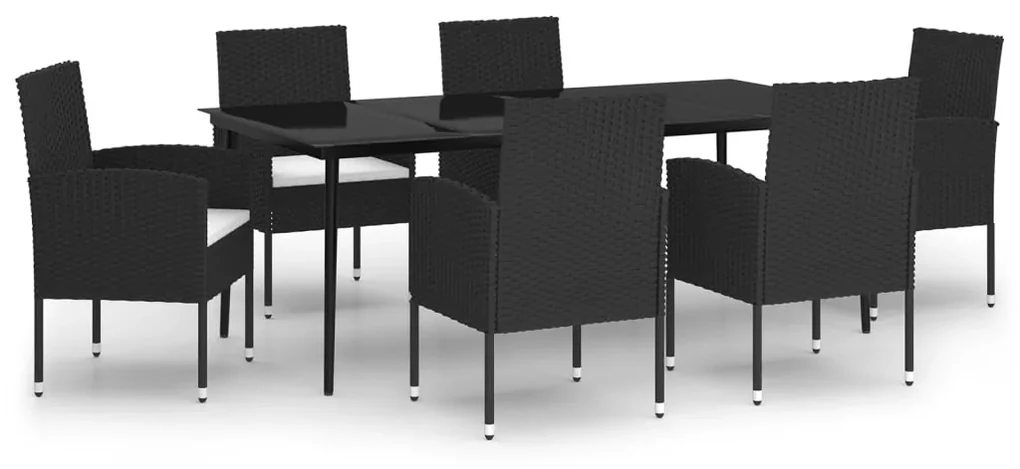 Set da pranzo da giardino 7 pz nero