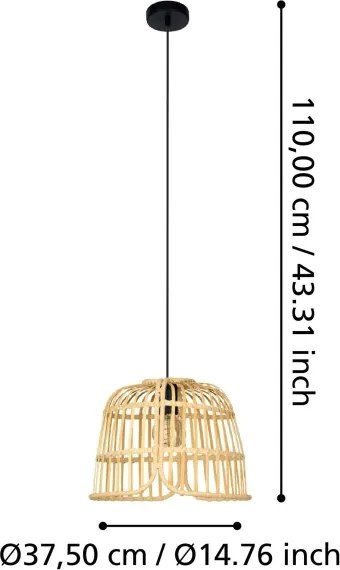 Eglo 43873 - Lampadario a sospensione con filo GLYNEATH 1xE27/40W/230V