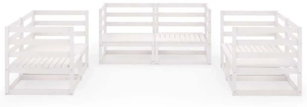 Set Divani da Giardino 6 pz Bianco in Legno Massello di Pino