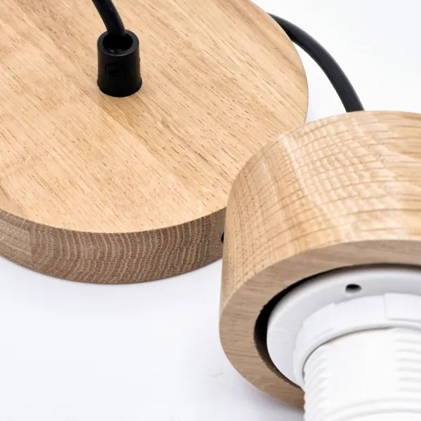 Lampadario a sospensione con filo HARMONY 1xE27/15W/230V diametro 14 cm bianco/quercia