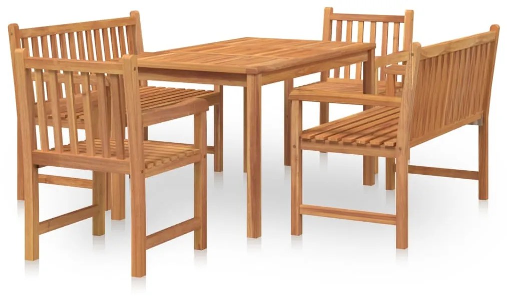 Set da pranzo per giardino 5 pz in legno massello di teak