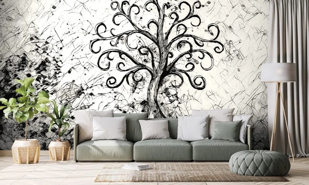 Carta da parati – Simbolo dell'albero della vita in bianco e nero