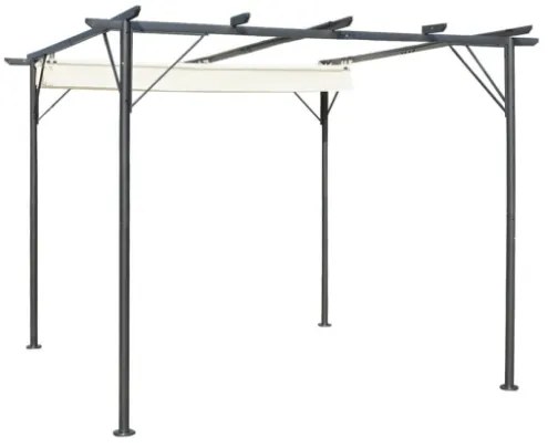 Pergola da Giardino Tetto Retrattile Bianco Crema 3x3 m Acciaio