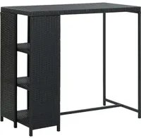 Tavolo da Bar con Ripiani Nero 120x60x110 cm in Polyrattan 313476