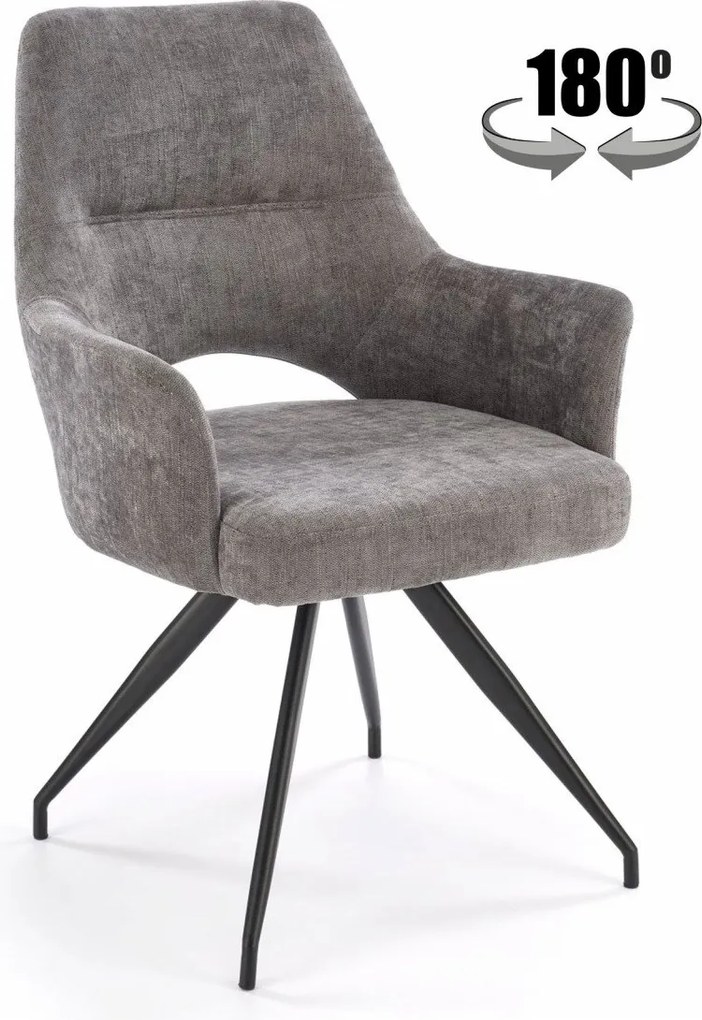 Sedia girevole K542 in tessuto grigio