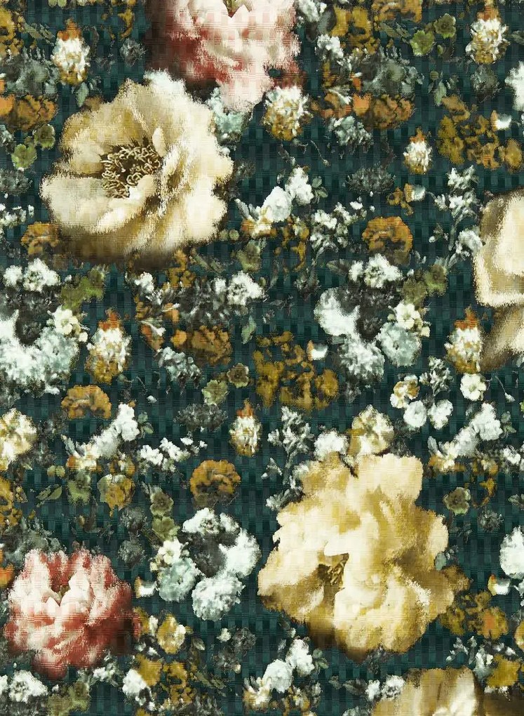 Clarke & Clarke Carta da parati Camile - Teal/ Spice