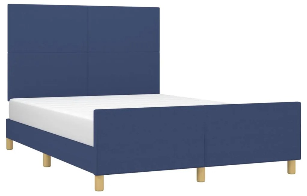 Giroletto con testiera blu 140x190 cm in tessuto