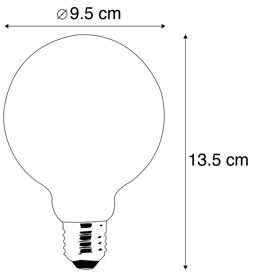 Set di 3 lampadine LED dimmerabili con luce calda E27 G95 oro 8W 806lm 2000-2700K