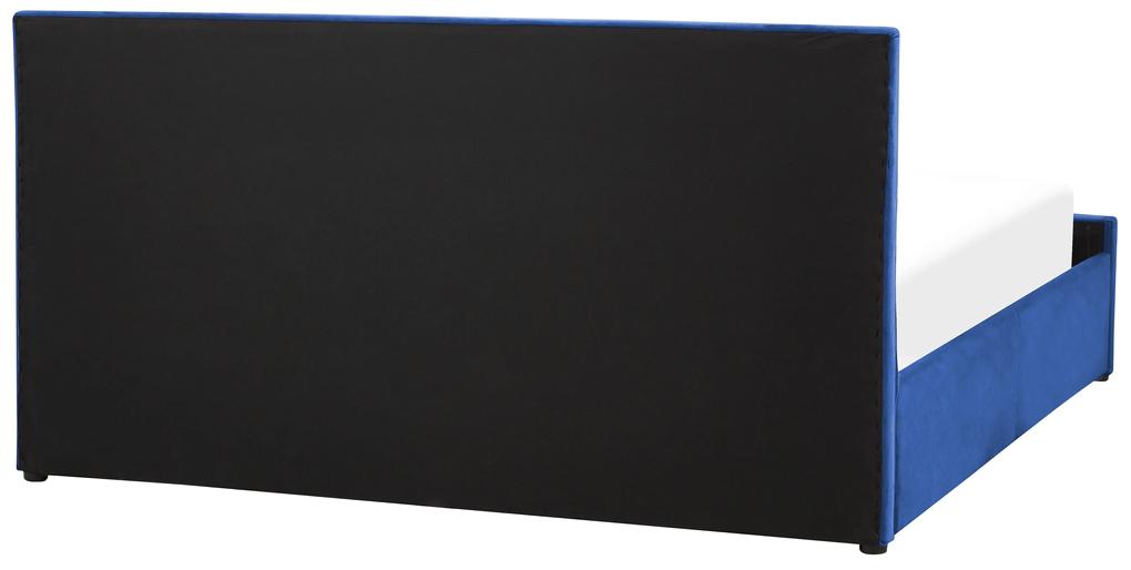 Letto in velluto blu con contenitore 180 x 200 cm ROCHEFORT Beliani