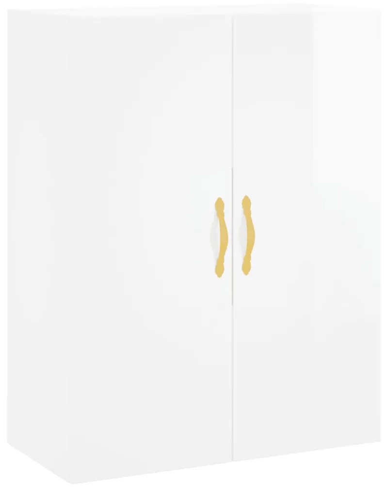 Credenza Bianco Lucido 69,5x34x180 cm in Legno Multistrato