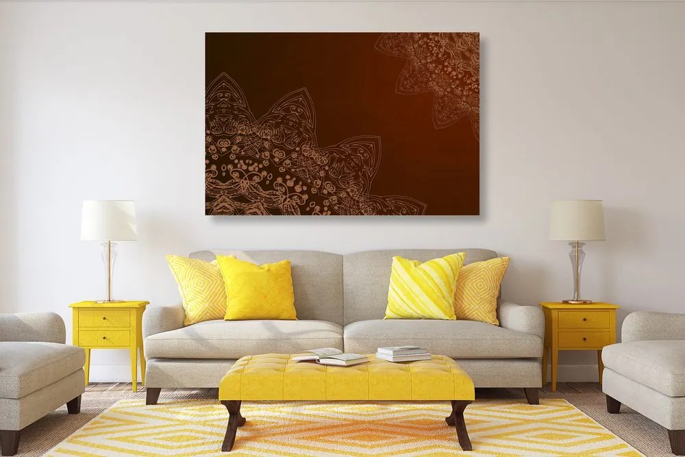 Quadro su tela – Elementi moderni di Mandala in sfumature di marrone