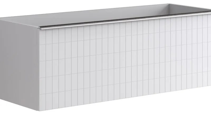 Mobile da bagno sospeso sotto lavabo L 120 x H 40 x P 45.5 cm bianco laccato opaco, 2 cassetti Pixel grid