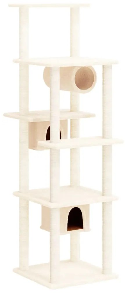 Albero per gatti con tiragraffi in sisal crema 169 cm