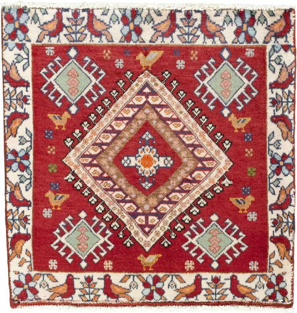 Shiraz Tappeto persiano 60x60 Rosso (Iran) Annodato A Mano