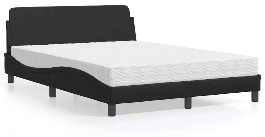 Letto Con Materasso Nero 140x200 Cm İn Similpelle /