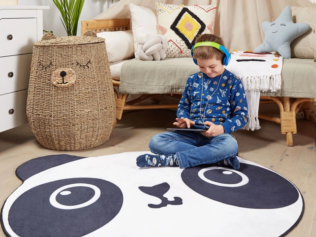 Tappeto per bambini bianco e nero ⌀ 120 cm PANDA Beliani