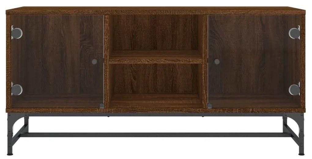 Mobile porta tv con ante in vetro rovere marrone 102x37x50 cm